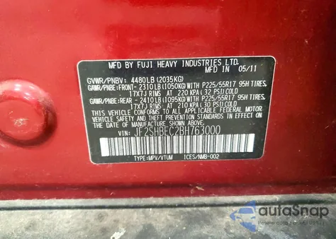 2011 Subaru Forester Limited z USA, uszkodzony, nr VIN JF2SHBEC2BH763000